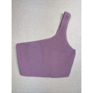 Babaton Sculpt Knit One Shoulder Tank XL Aritzia Ribbed Lavender Crop Top Purple